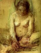 kathe kollwitz sittande kvinnlig akt oil on canvas